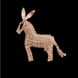 Rhinestone Donkey Brooch